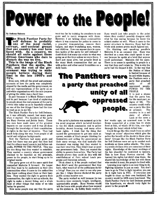 archive newspaper article Power to the People