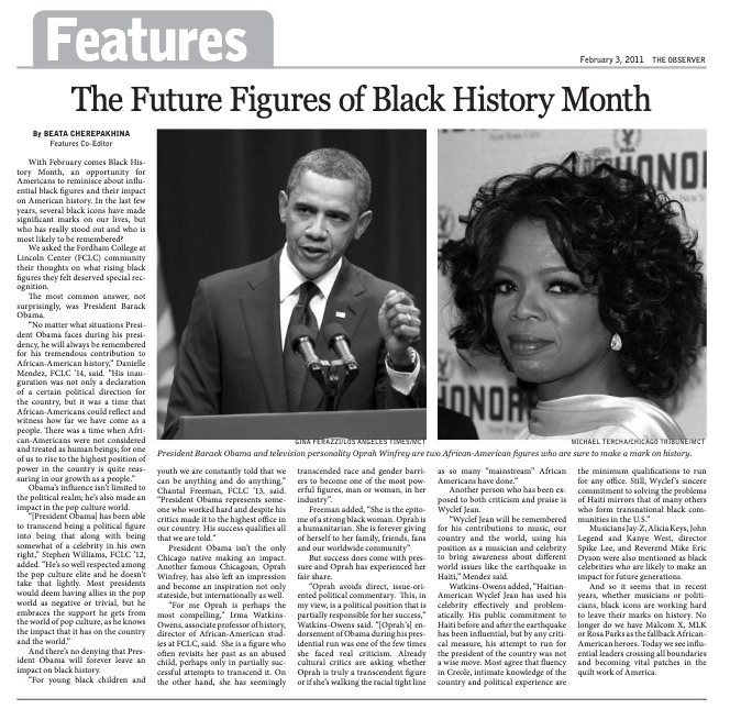 archive newspaper article The Future Figures of Black History Month