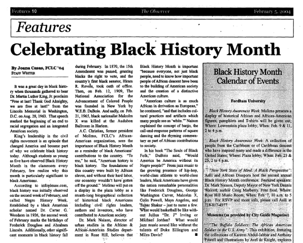 archive newspaper article Celebrating Black History Month