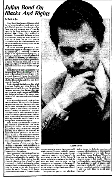 “Julian Bond on Blacks and Rights”