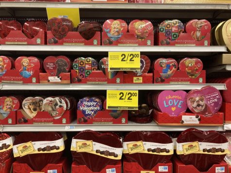 display of valentines day chocolate on sale