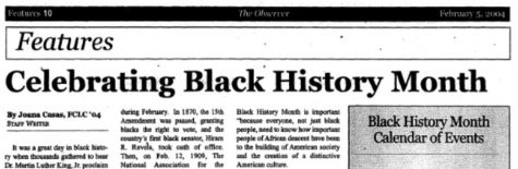 photo of newspaper with the headline celebrating black history month
