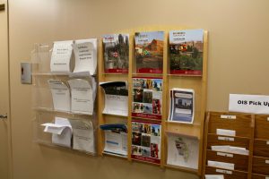 photo of pamphlets in study abroad office