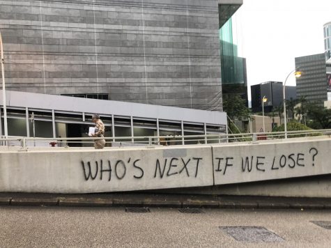 graffiti in hong kong that reads "who's next if we lose?"