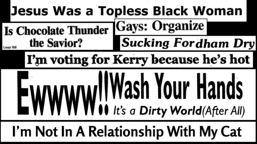 multiple headlines collaged on a black background
