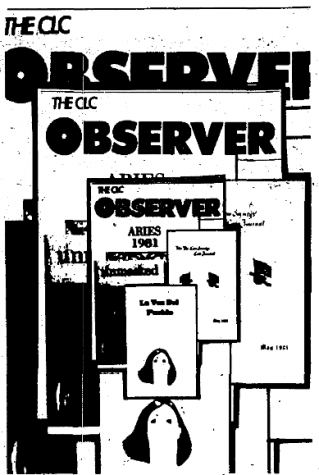 a graphic of several issues of The CLC Observer stacked together