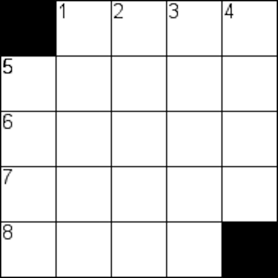 blank 5 by 5 crossword grid