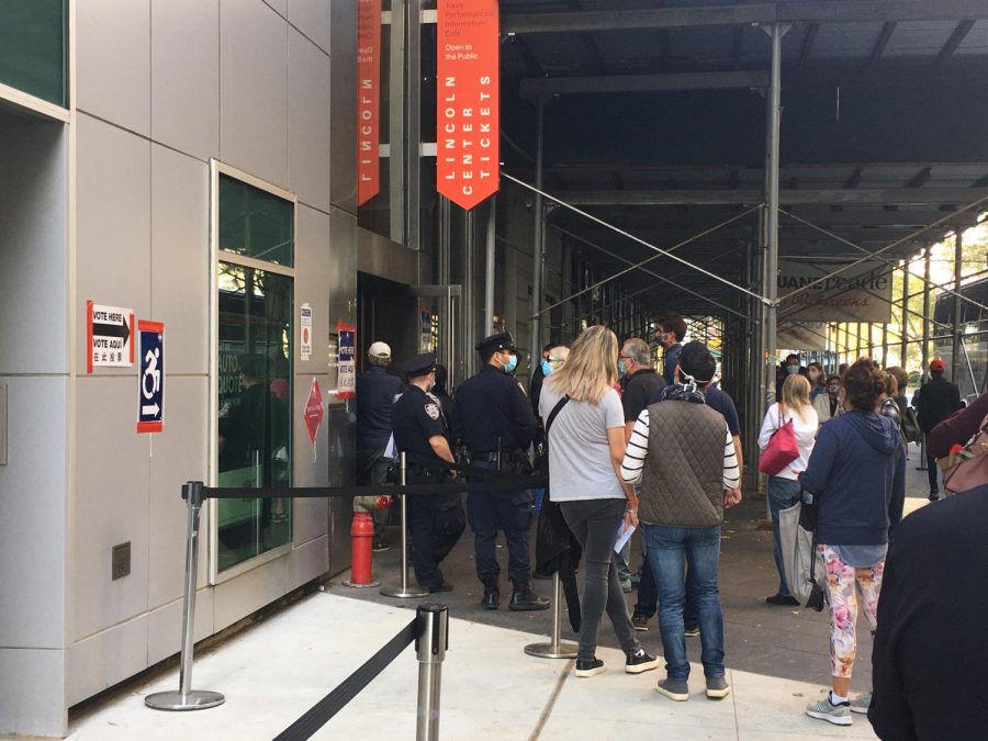 voters line up to vote for their candidates of choice in the New York primary election