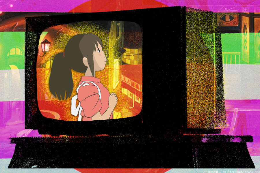 Spirited+Away+screenshot+on+a+colored+background+set+inside+a+TV+image