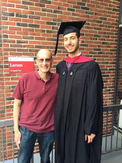 Dr. David Glenwick with his son Mike, at Mike’s MA graduation at Harvard in 2015.