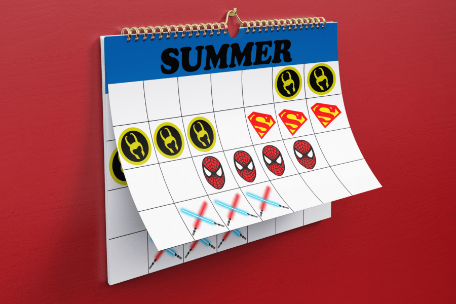 summer+calendar+with+icons+of+superhero+and+star+wars+logos
