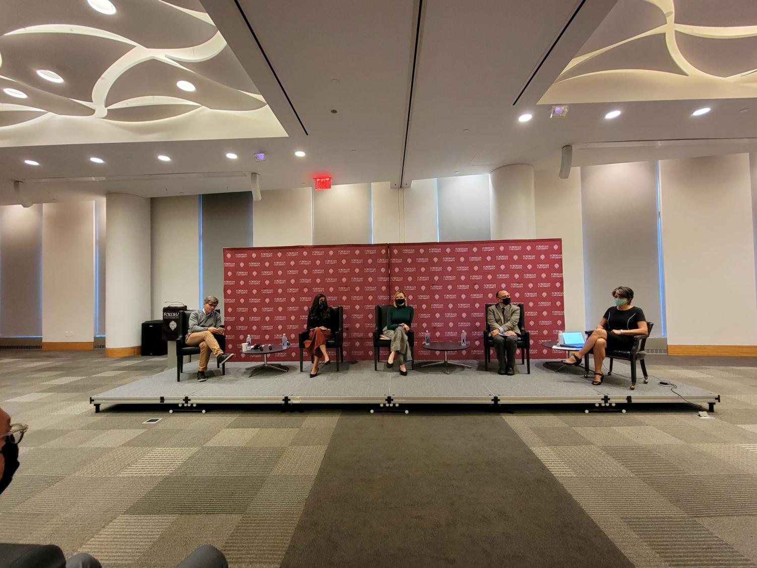 five panelists speak at fordham for a political discourse talk