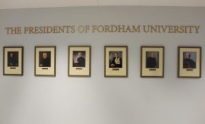 hall of president at fordham with photos of most recent presidents
