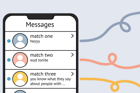 for an article on relationships and talking to three guys, a dating app screen with three matches