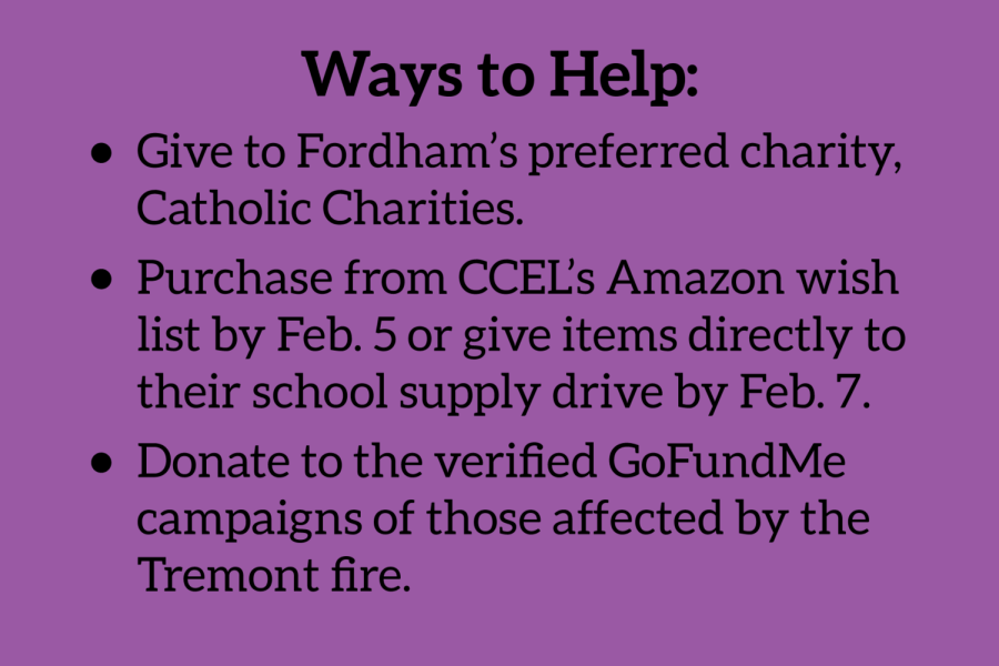 ways to help graphic explaining how to help tremont fire victims