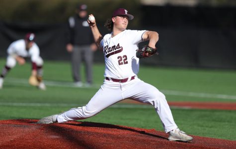 cory wall pitches number 22 at the weekend series for fordham baseball
