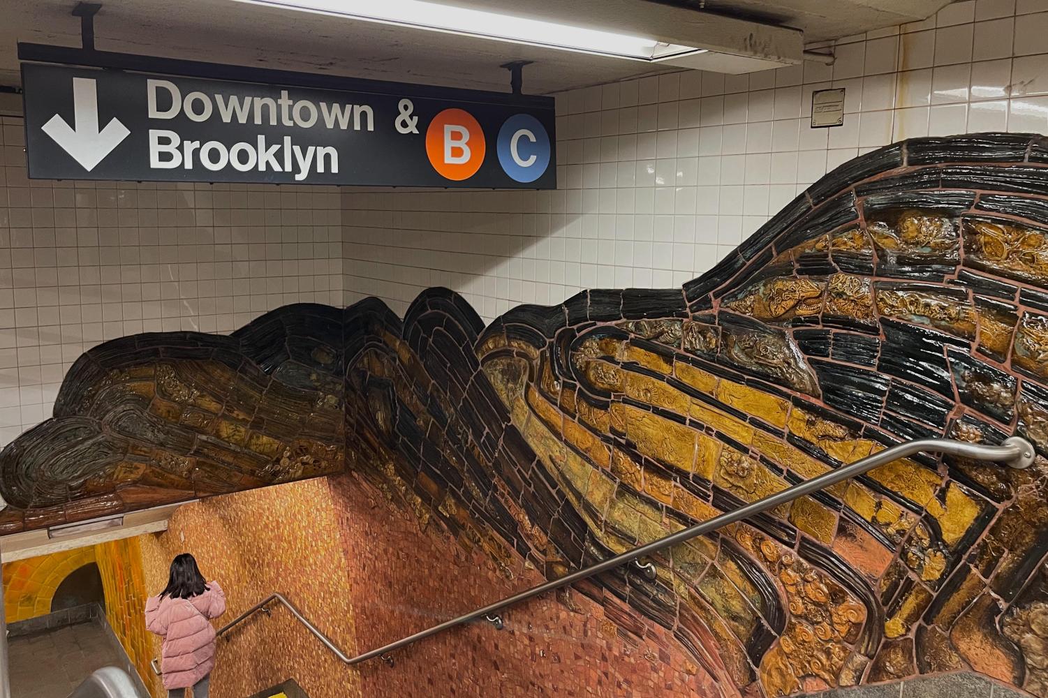 mosaics with downtown and brooklyn bc train