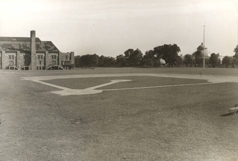The field that would become Jack Coffey Field, overlooking the Rose Hill Gymnasium.