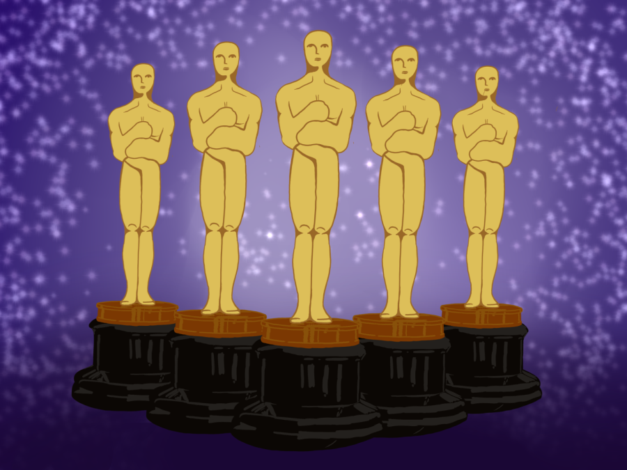 oscars graphic with purple background