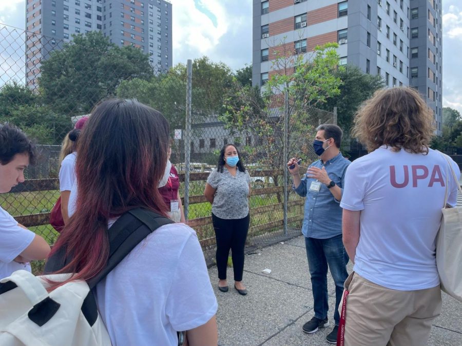NYC Department of Health officials speaking with Urban Plunge participants in August about the Cross Bronx Expressway and its contribution to Bronx residents’ asthma rates, which are the highest of any community in the nation.