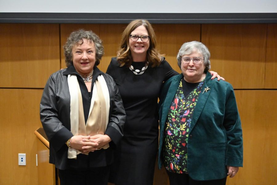 University President Tania Tetlow, J.D., attended the launch event for the endowment fund.