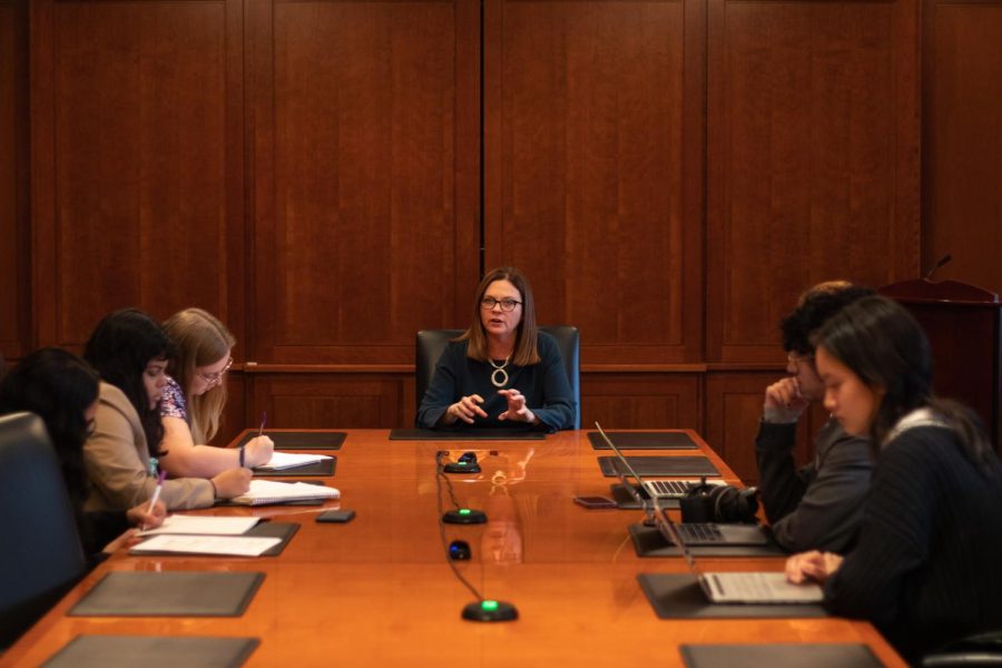 Reporters from The Observer and The Ram met with Fordham president Tania Tetlow on March 1 during a student press conference 