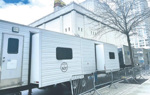 The Lincoln Center campus was transformed into a film set on Friday for a Netflix show