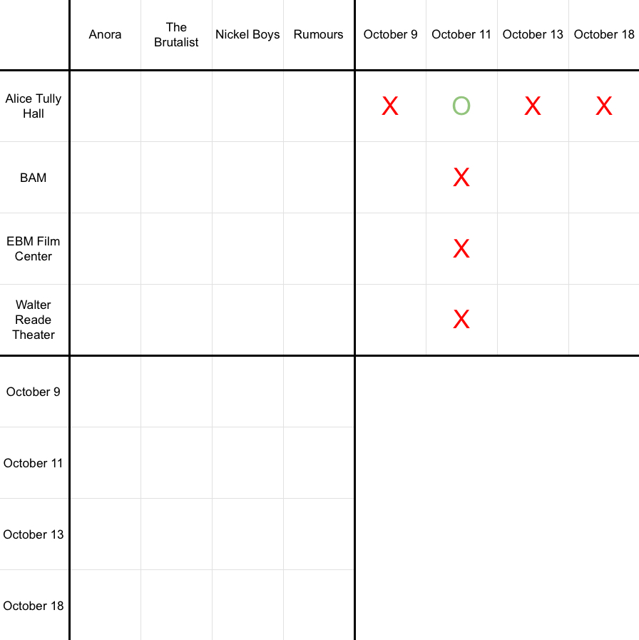 Logic Puzzle: Film Fest