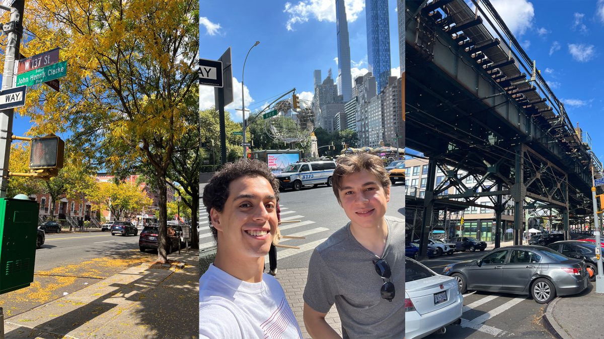 Carlos Ortiz de la Pena Gomez Urquiza (left) and Nicolas Nunes (right) traveled the 10 miles between Fordham’s Lincoln Center and Rose Hill campuses, documenting their experience.