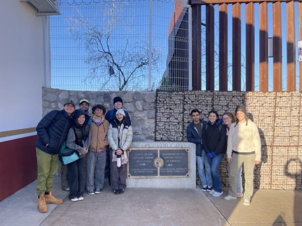 Students joined Carey Kasten, associate professor of Spanish, on the GO! trip to the Mexican-Arizona border in January 2024 to visit migrant shelters.