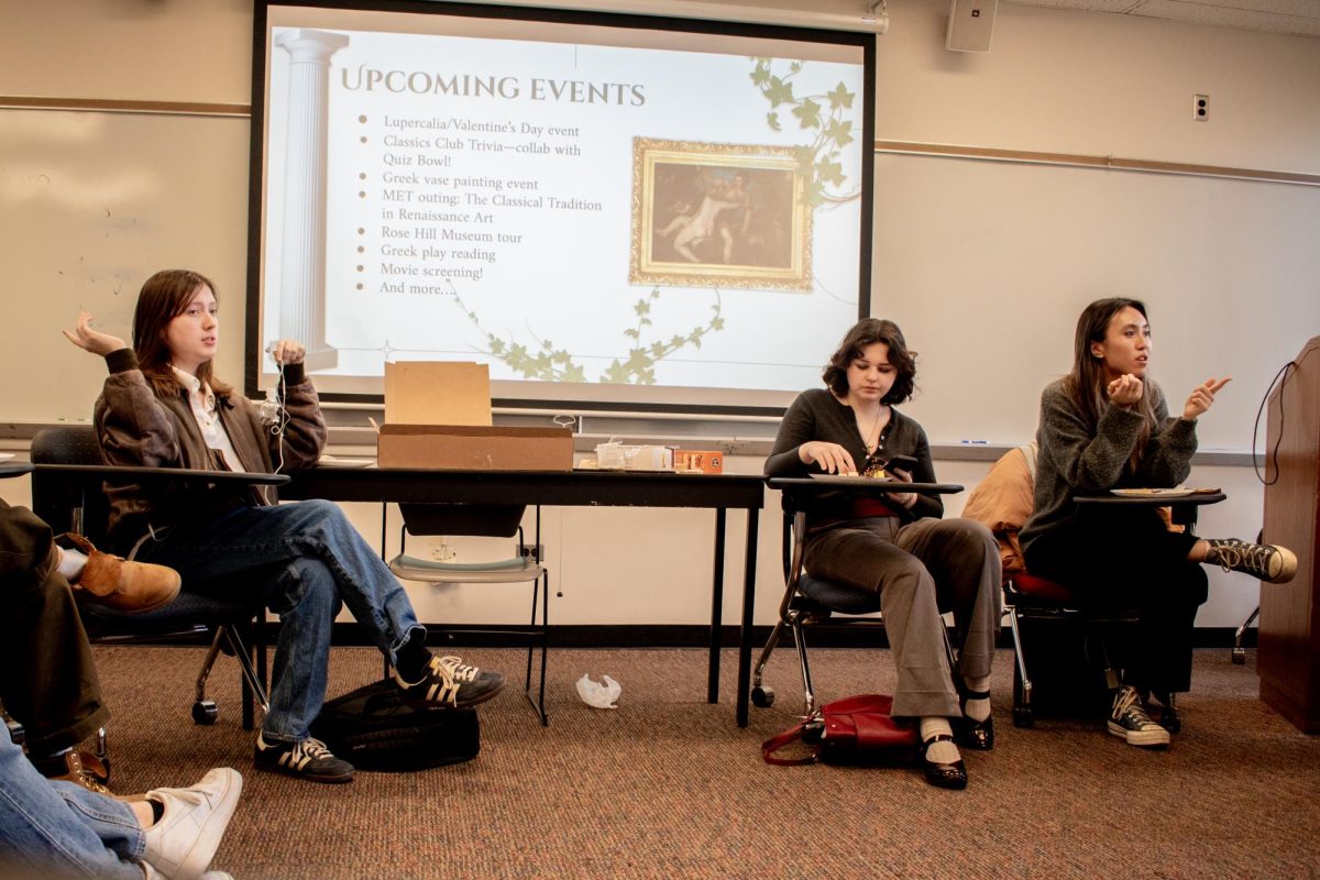 The Lincoln Center chapter of the Fordham Classics Club was founded four years ago by Demi Lara, club president (right).