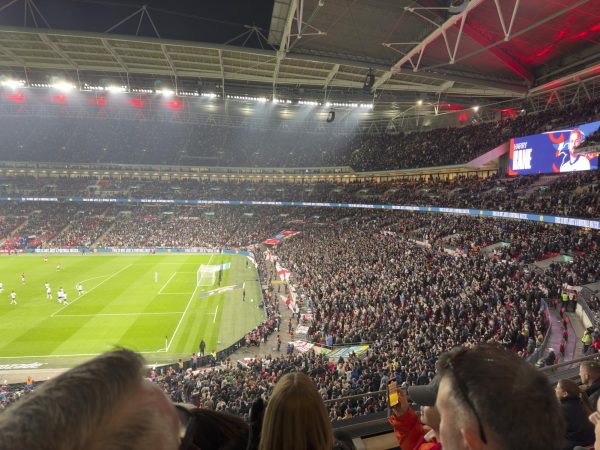England played Latvia at Wembley Stadium on March 24, 2025. Around 90,000 fans cheering on the national teams. 
