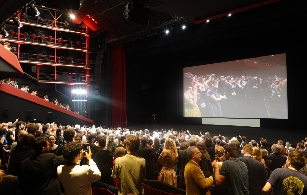 A shot of the standing ovation after the premiere of Jafar Panahi’s “It Was Just An Accident.”