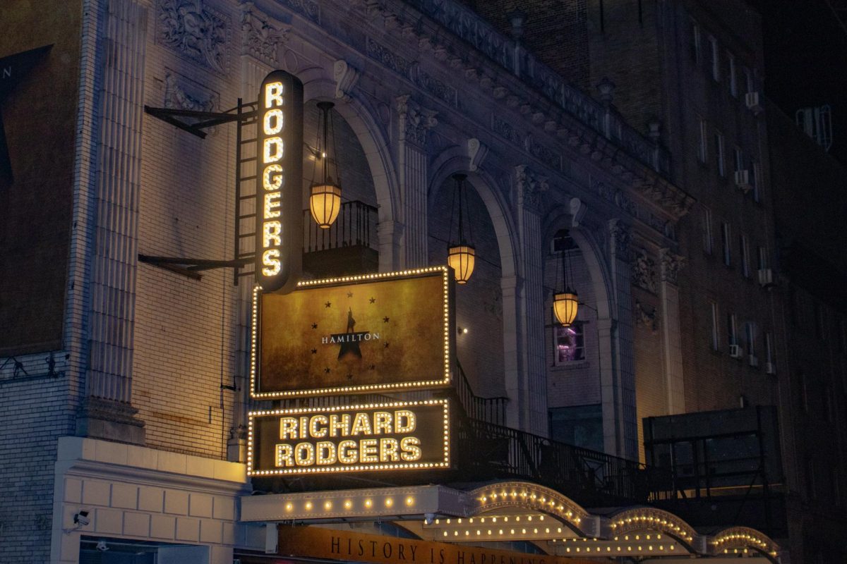 The outside of the Richard Rodgers Theater where “Hamilton” is performed. 
