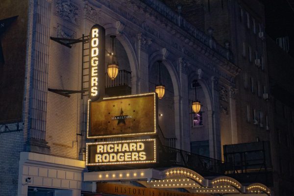 The outside of the Richard Rodgers Theater where “Hamilton” is performed. 
