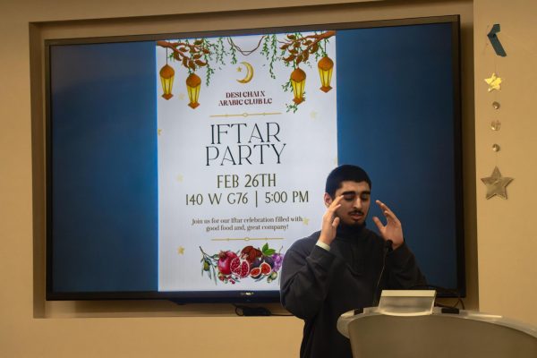 Students from the Lincoln Center campus came together for an iftar hosted by Desi Chai and the Arabic Club.