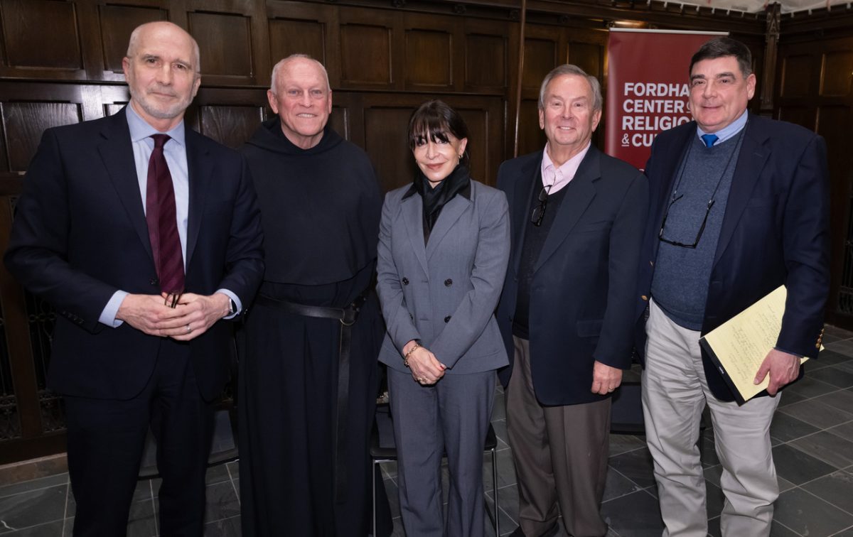 Fordham’s Center for Religion and Culture hosted an event on March 19 with panelists Reverend Arthur Purcaro, Emilce Cuda and Michael Sean Winters.