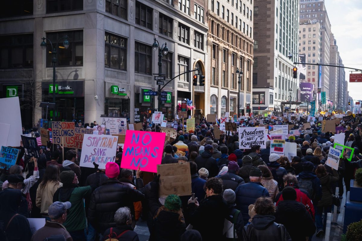 Protestors spanned Broadway and 7th Ave as they marched downtown.