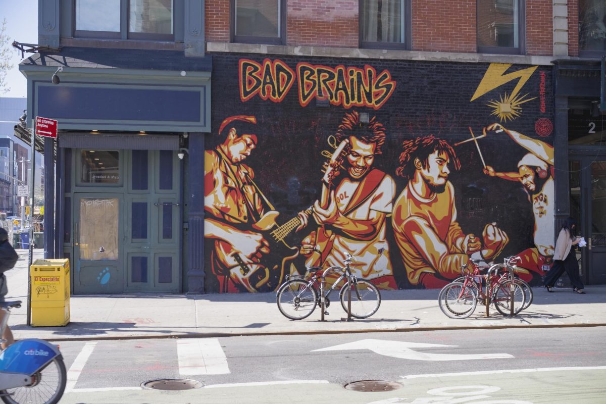A mural of the seminal 1980s hardcore band Bad Brains is pictured in Greenwich Village.